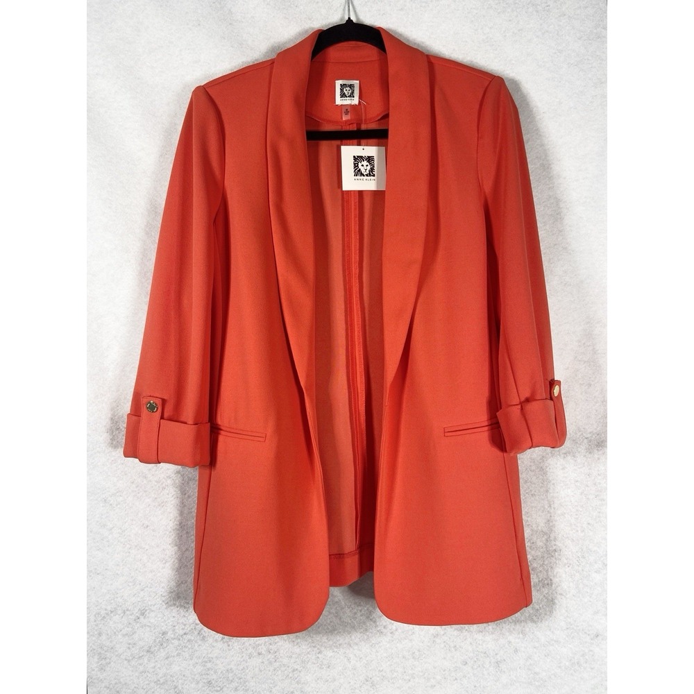 Anne Klein Jacket Women's Medium Orange Open Blazer California Poppy NWT